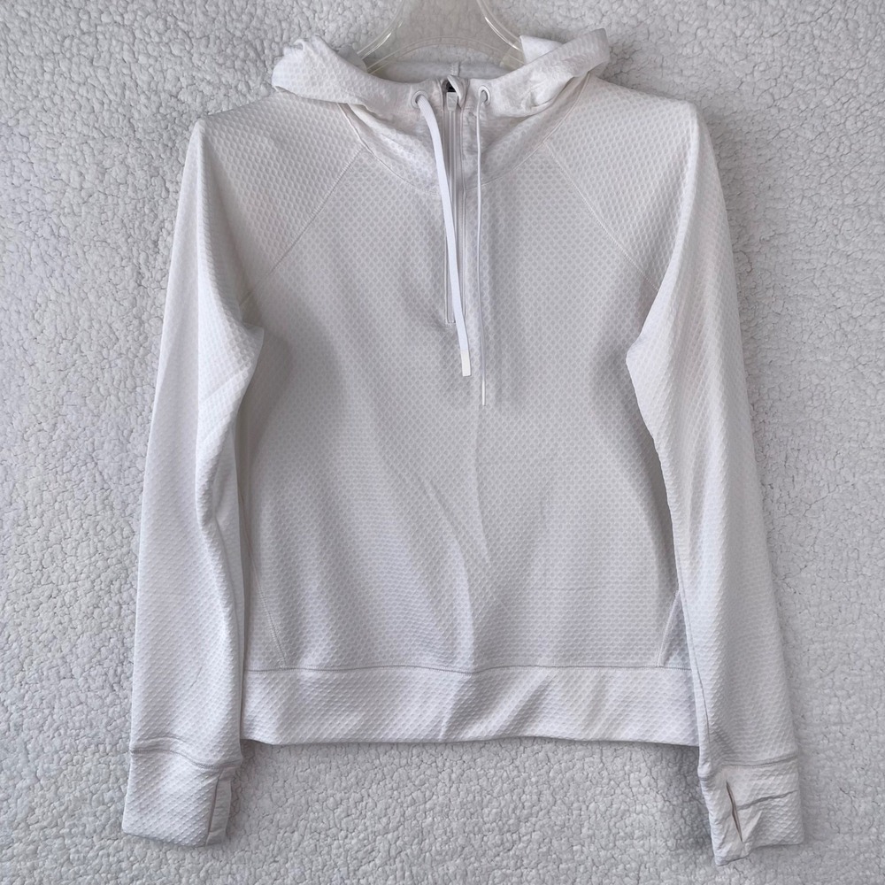 Xersion Quick-Dri Womens‎ Quarter Zip Hoodie White Honeycomb Mesh XS 76604-8